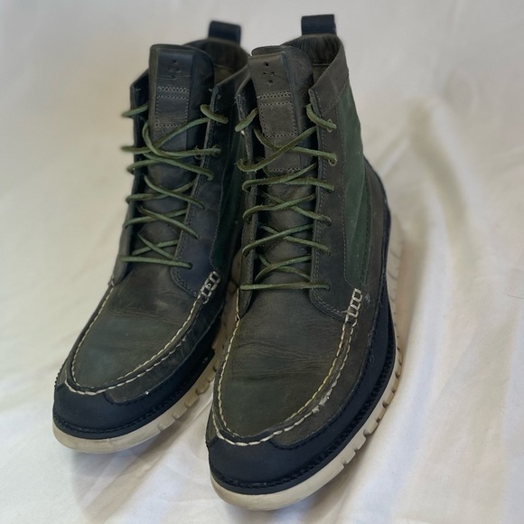 Cole Haan Zerogrand Tall Green Leather Boots N2157* Men's Size 8M - Picture 1 of 12